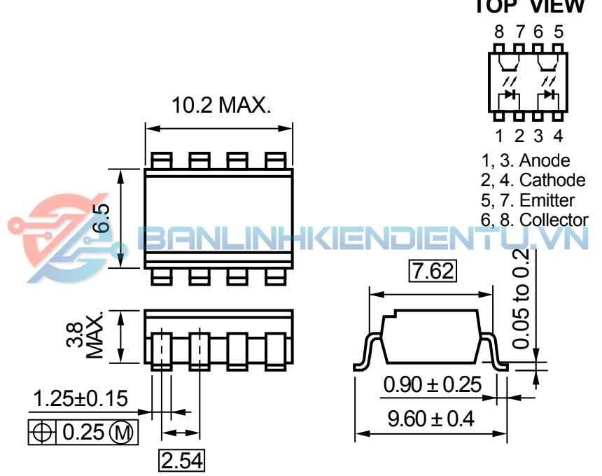 Sơ dồ chân và kích thước 2501 2 sop8