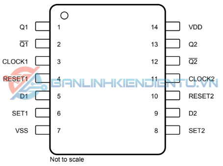 Sơ dồ mô tả chân IC CD4013BE