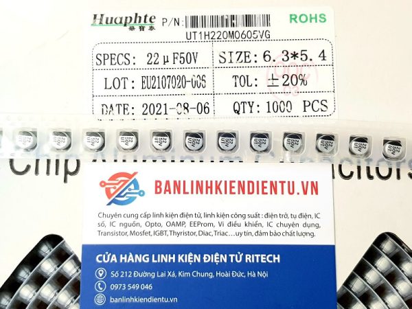 Tụ nhôm 22uF 50V kích thước 6.3×5.4mm - Ảnh 3