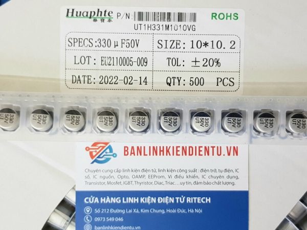 Tụ nhôm 330uF 50V SMD kích thước 10×10.2mm - Ảnh 2