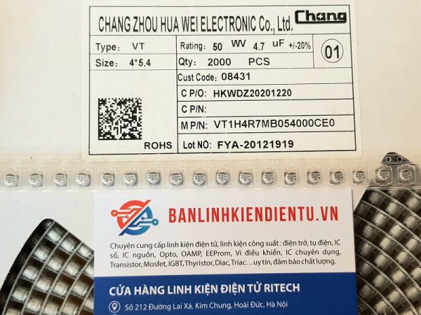 Tụ nhôm 4.7uF 50V kích thước 4×5.4mm - Ảnh 3