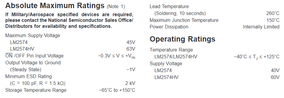 Bang thong so ky thuat LM2574