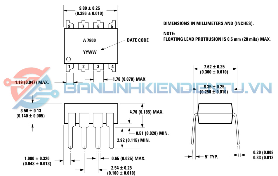 Kích thước A7800 dip8