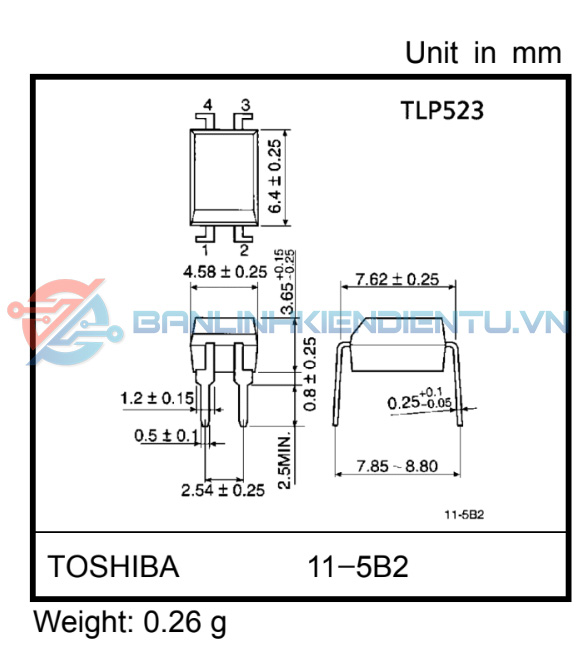Kích thước TLP523 dip4