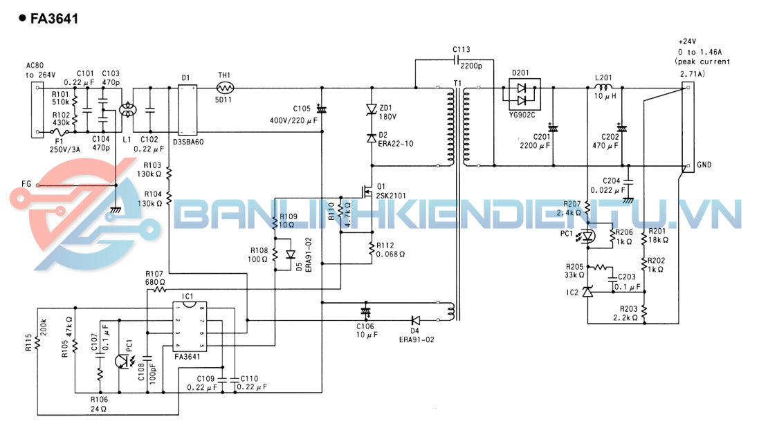 Sơ dồ mạch ứng dụng FA3641