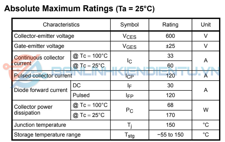 GT60J323, GT60J323H IGBT 60A 600V TO-3PL 7 Thong so ki thuat GT60J323 1