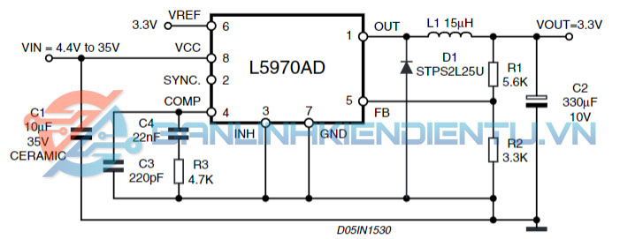 L5970AD, L5970ADTR, L5970D IC nguồn 1.5A SOP-8 15 mach thu nghiem ve ung dung cua L5970AD