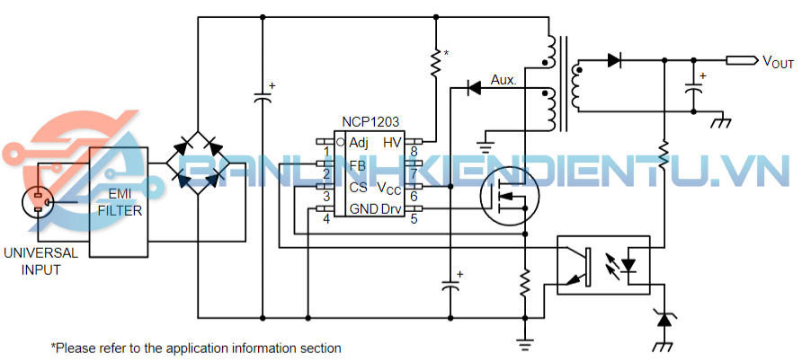mach ung dung tieu bieu NCP1203