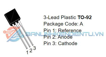 TL431A ,TL431 IC hồi tiếp điện áp kiểu chân TO-92 15 so do chan TL431 to 92