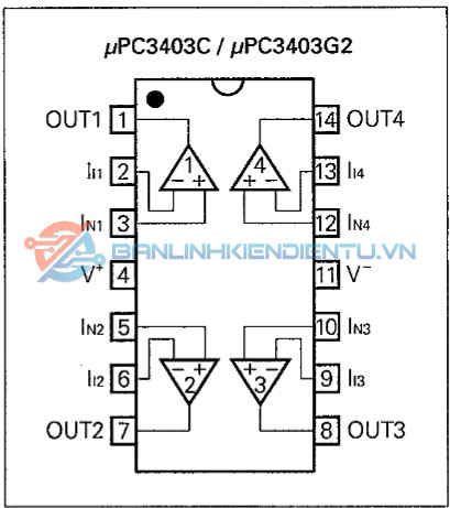 C3403G, UPC3403G SOP-14 14 so do chan va cau tao trong UPC3403G