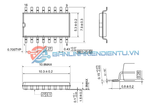 Điện trở SMD 10KΩJ F16W56 SOP-16 5 sop16 5.2mm