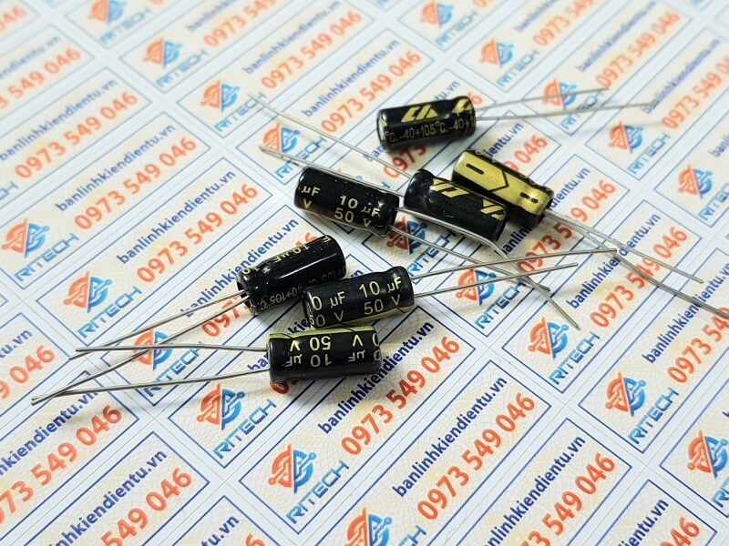 Tụ Hóa 10uF 50V kích thước 5x11mm 1 Tụ Hóa 10uF 50V kích thước 5x11mm