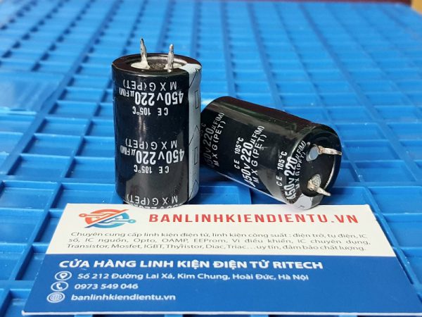 Tụ hóa 450V 220UF 25x40mm (tháo máy)
