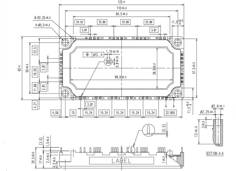 6MBI100U4B-120-50 IGBT Fuji 100A 1200V 9 kich thuoc 6MBI100U4B 120 50
