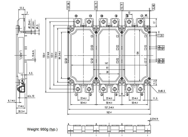 kich thuoc 6MBI450V 170 50
