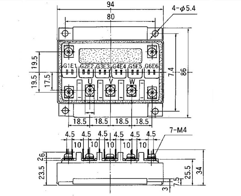 6MBI50L-060 IGBT FUJI 50A 600V 8 kich thuoc 6MBI50L 060