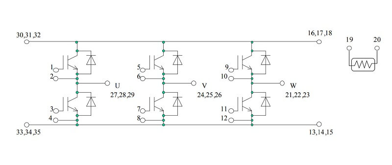 6MBI100U4B-120-50 IGBT Fuji 100A 1200V 7 so do chan 6MBI100U4B 120 50