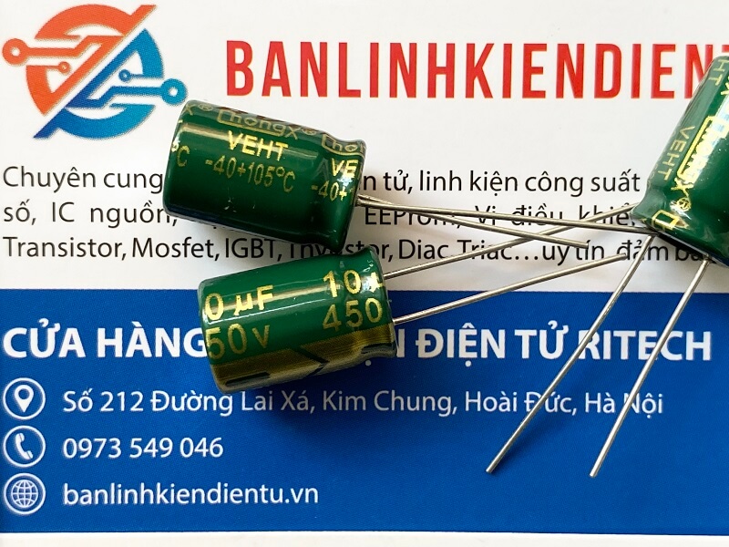 Tụ hóa 10uF 450V kích thước 10x17mm 1 10uF 450V-TU-HOA