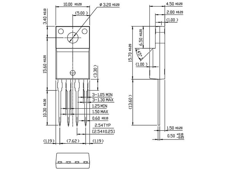 5L0265R, KA5L0265R IC Nguồn TO-220-F4 8 kich thuoc 5L0265R