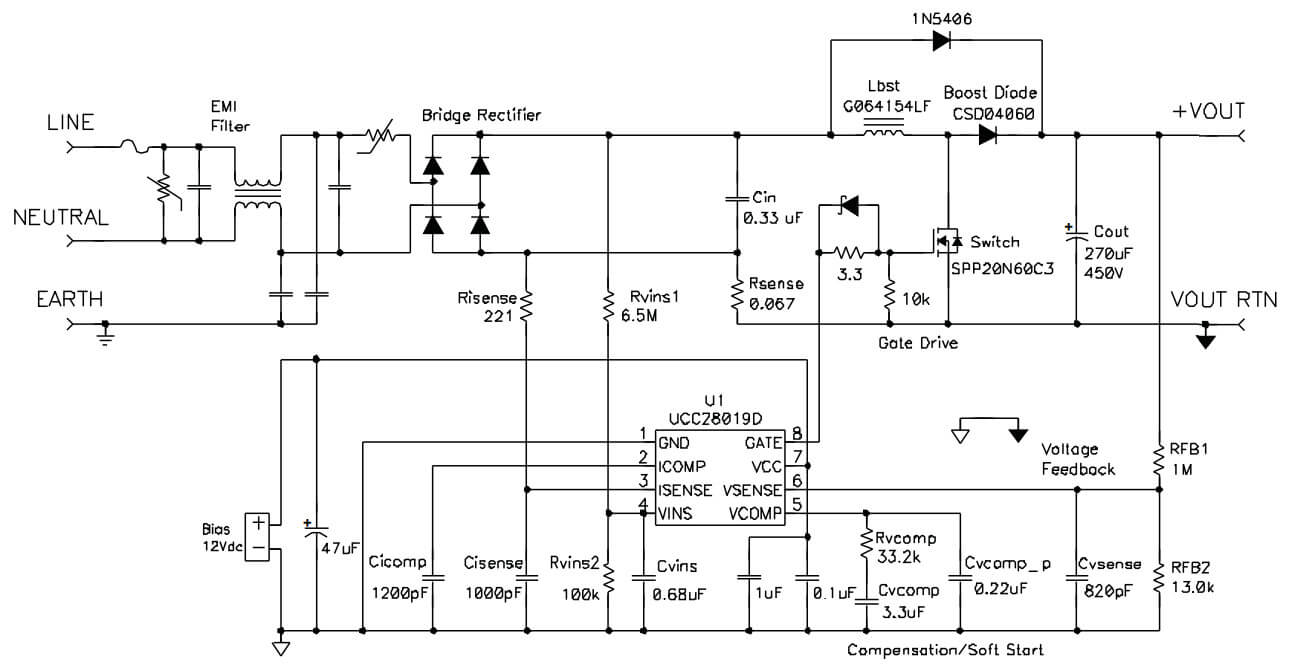 mạch ứng dụng điển hình ic nguồn UCC28019A