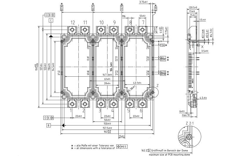 FS450R12KE3 IGBT Infineon 450A 1200V 21 kich thuoc FS450R12KE3