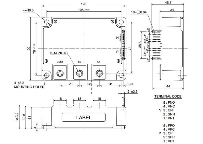 PM600DVA060-1 IGBT Mitsubishi 600A 600V tháo máy 12 kich thuoc PM600DVA060-1