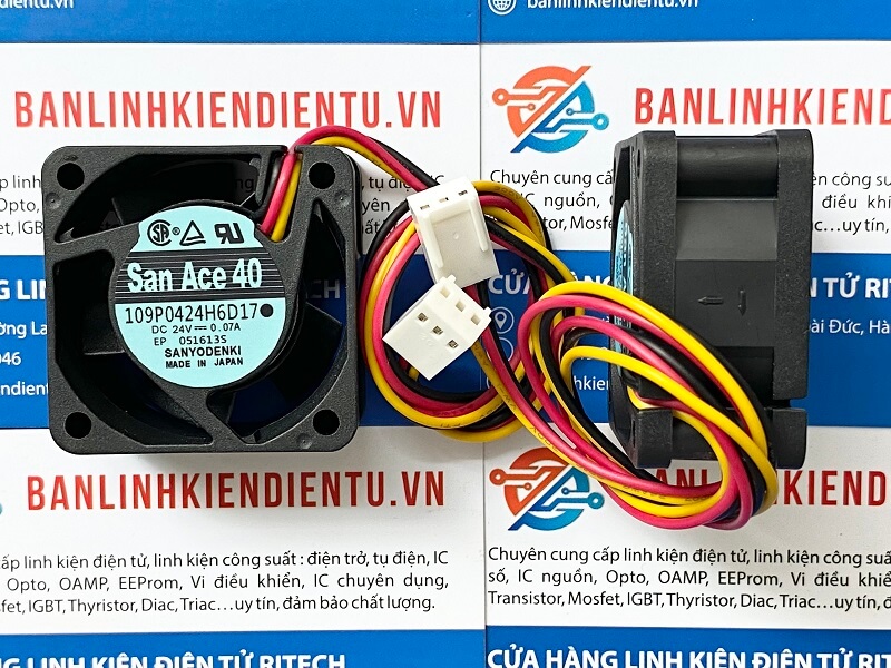 QUẠT 3 DÂY 109P0424H6D17 SANACE40 DC 24V 0.07A KÍCH THƯỚC 40x40x20MM 1 109P0424H6D17