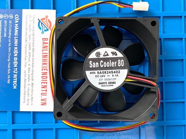 9A0824S402 Quạt Sanyo Denki 0.1A 24V 80x80x25mm