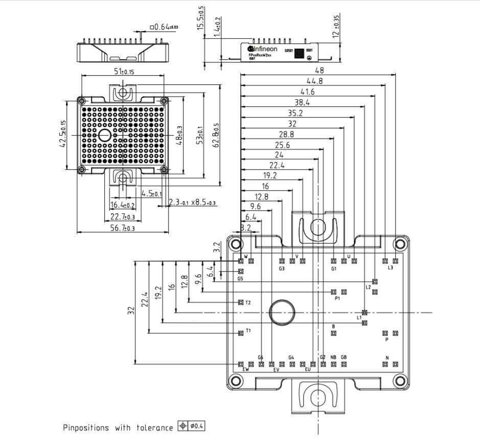 Module IGBT Infineon FP35R12W2T4 35A 1200V hàng tháo máy 19 FP35R12W2T4