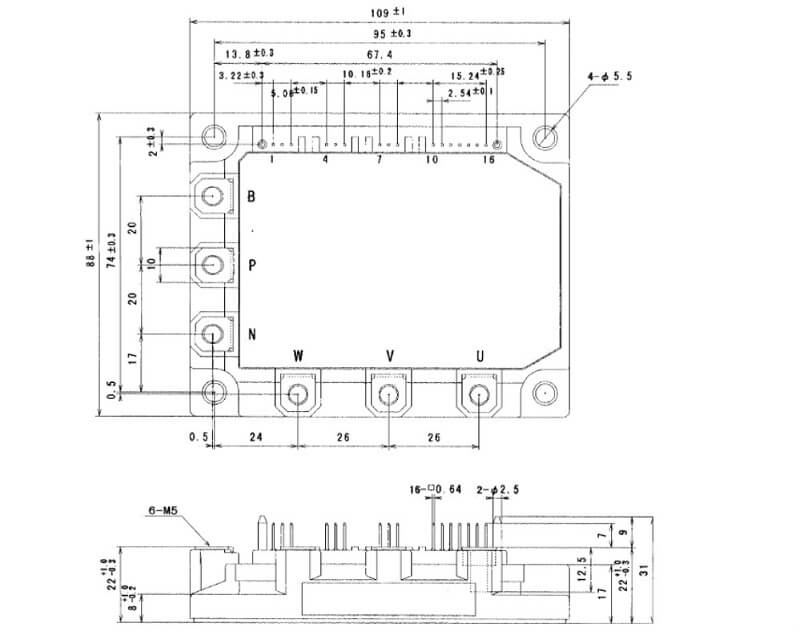 kich thuoc 6MBP150RA060 55