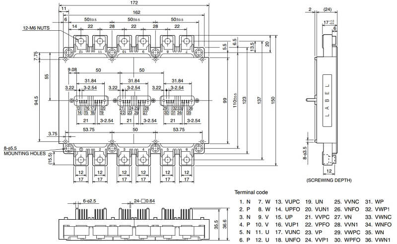 PM300CLA120 IGBT Mitsubishi 300A 1200V tháo máy 10 kich thuoc PM300CLA120