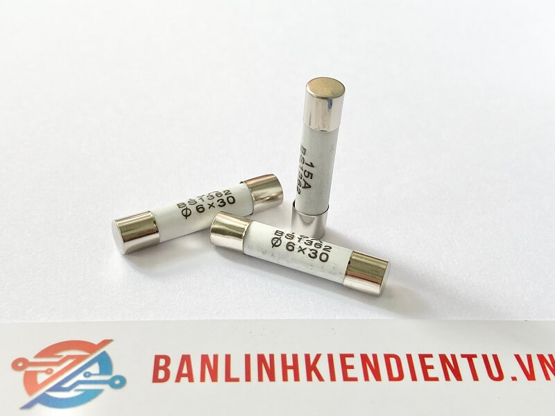 Cầu chì sứ R058 15A 250V BS1362 6X30MM 1 Cầu chì sứ 15A 250V 6x30mm