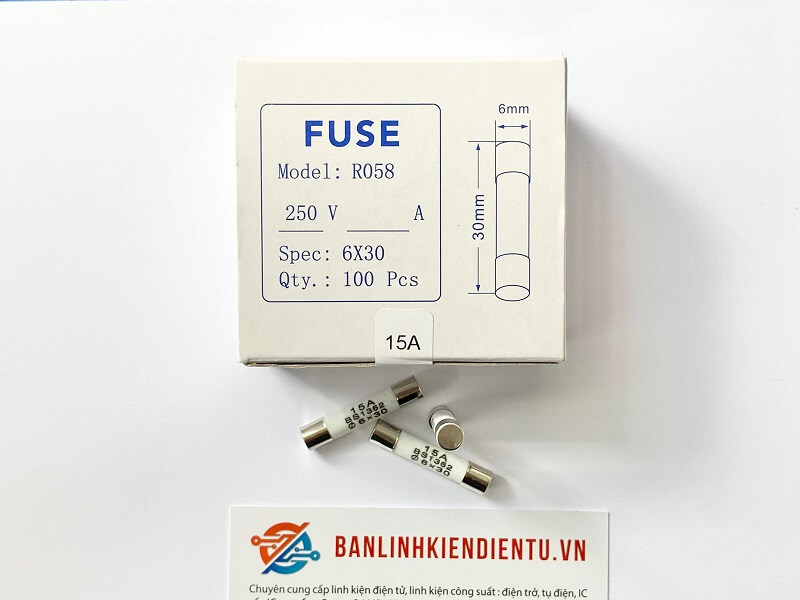 Cầu chì sứ R058 15A 250V BS1362 6X30MM 2 Hộp cầu chì sứ 15A 250V 6x30mm