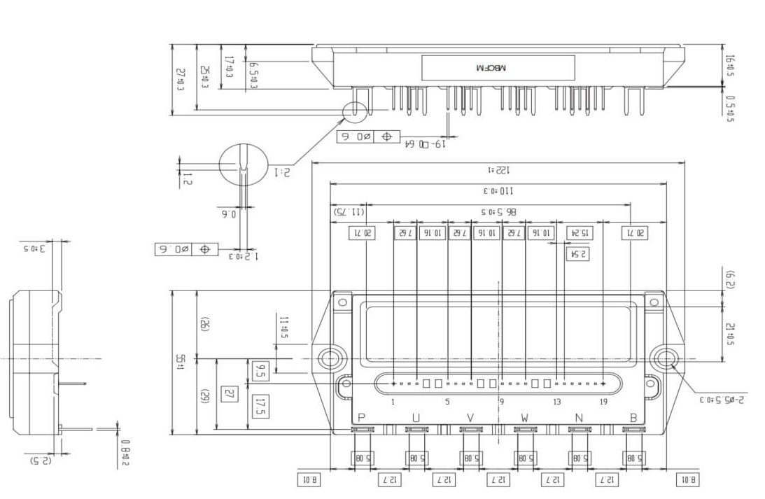 7MBP100TEA060-50, 7MBP100TEA060 Module IGBT Fuji 100A 600V 12 so-do-chan-7mbp100tea060-52