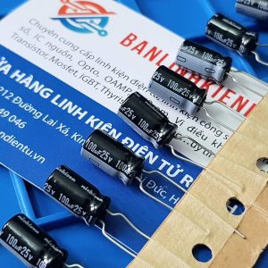 Tụ hóa Nichicon 100uF 25V kích thước 6x12mm