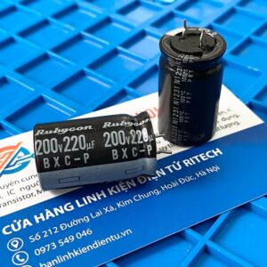 Tụ hóa Rubycon 200V 220uF kích thước 18x30mm