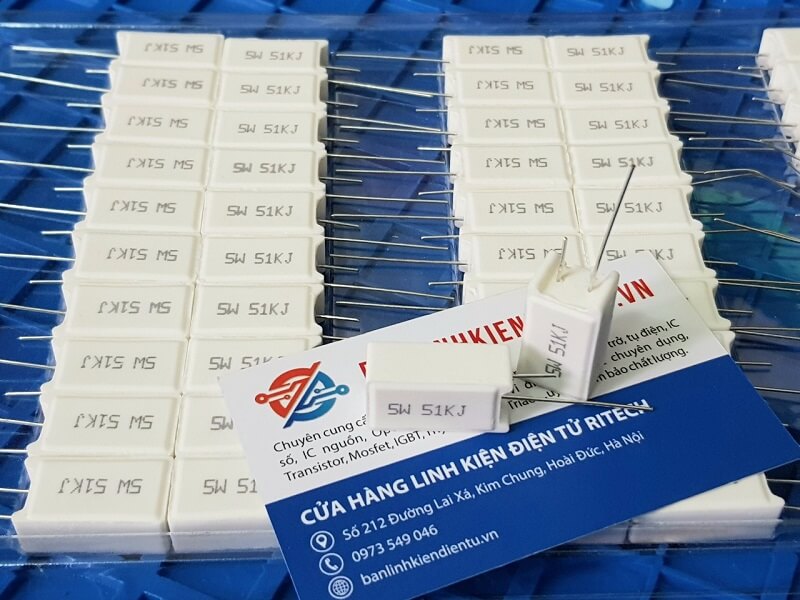 Điện trở sứ 51K 5W ký hiệu 5W 51KJ chân đứng 2 Điện trở sứ 51K 5W ký hiệu 5W 51KJ chân đứng - Ảnh 2