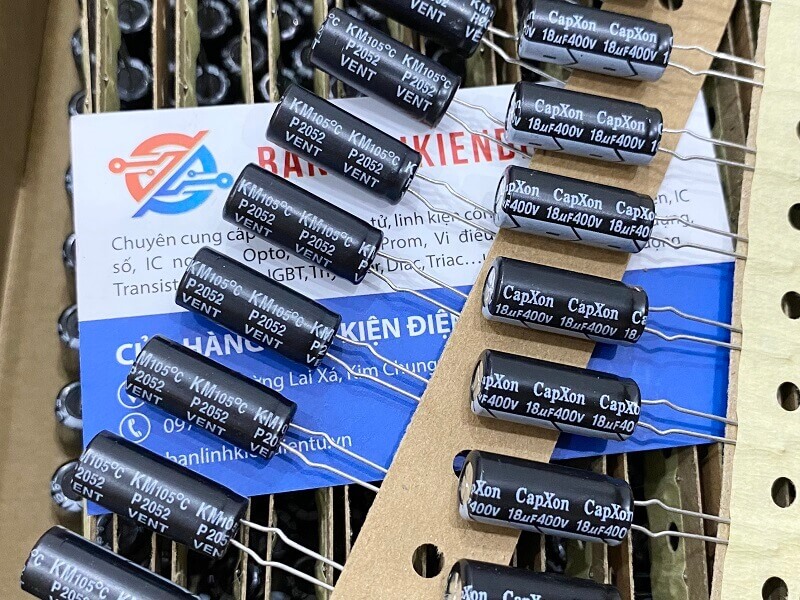 Tụ hóa Capxon 18uf 400v kích thước 8x20mm 1 Capxon 18uf 400v
