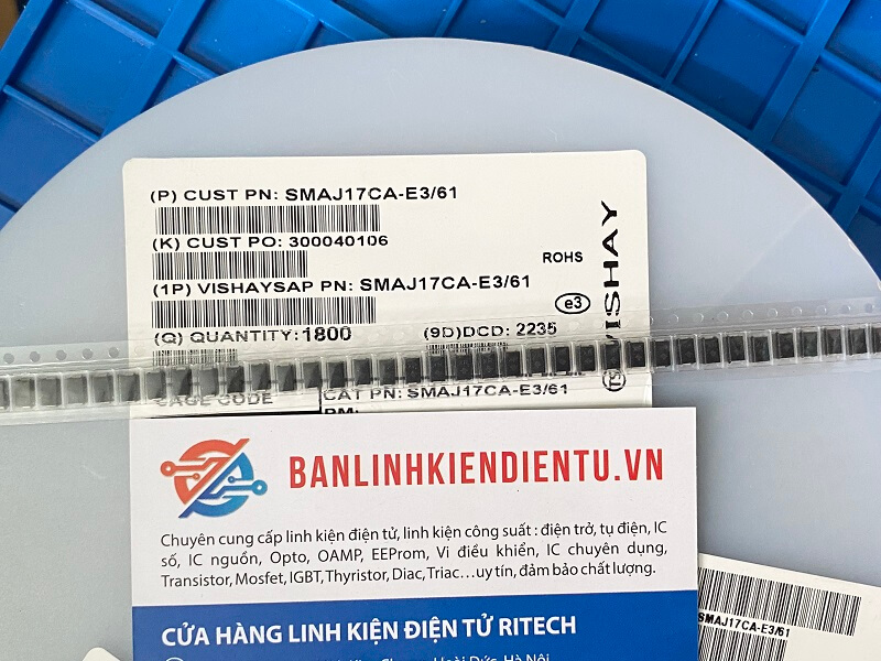 SMAJ17CA-E3/61 SMAJ17CA XR Diode 17V DO-214AC 2 SMAJ17CA-E3/61 SMAJ17CA XR Diode 17V DO-214AC - Ảnh 2