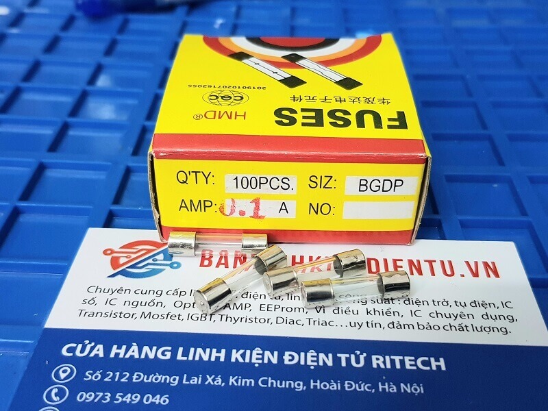 Cầu chì thủy tinh 0.1A 250V 5x20mm F0.1AL250V 1 Cầu chì thủy tinh 0.1A 250V 5x20mm F0.1AL250V