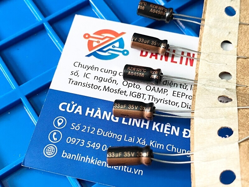 Tụ hóa 33uF 35V kích thước 5x11mm 2 Tụ hóa 33uF 35V kích thước 5x11mm - Ảnh 2