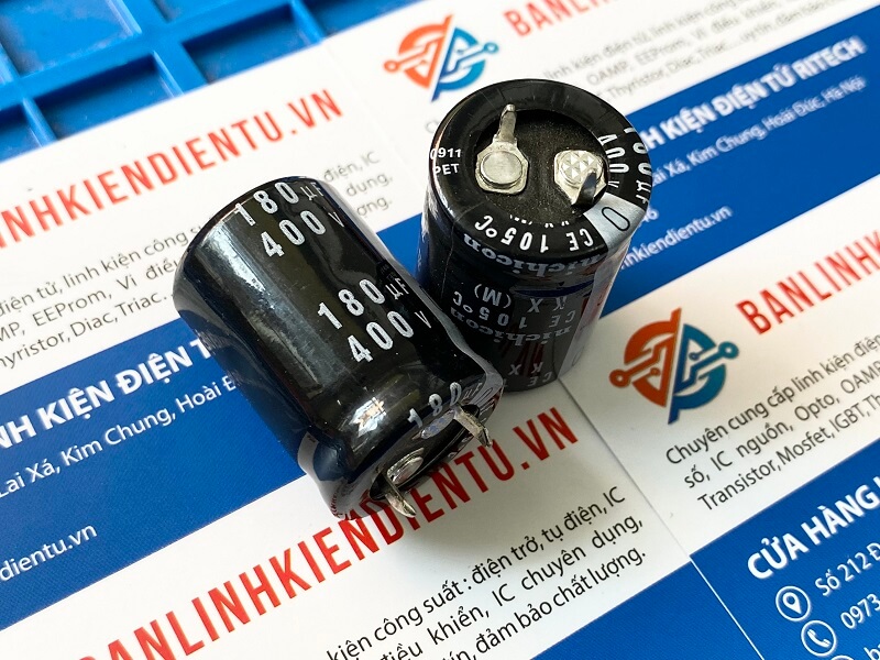 Tụ hóa nichicon 180uF 400V 22x30mm (Φ 22mm, cao 30mm) 1 Tụ hóa nichicon 180uF 400V 22x30mm (Φ 22mm, cao 30mm)