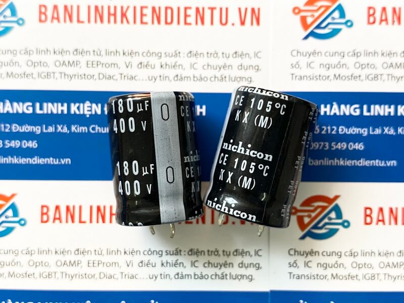 Tụ hóa nichicon 180uF 400V 22x30mm (Φ 22mm, cao 30mm) 2 Tụ hóa nichicon 180uF 400V 22x30mm (Φ 22mm, cao 30mm) - Ảnh 2