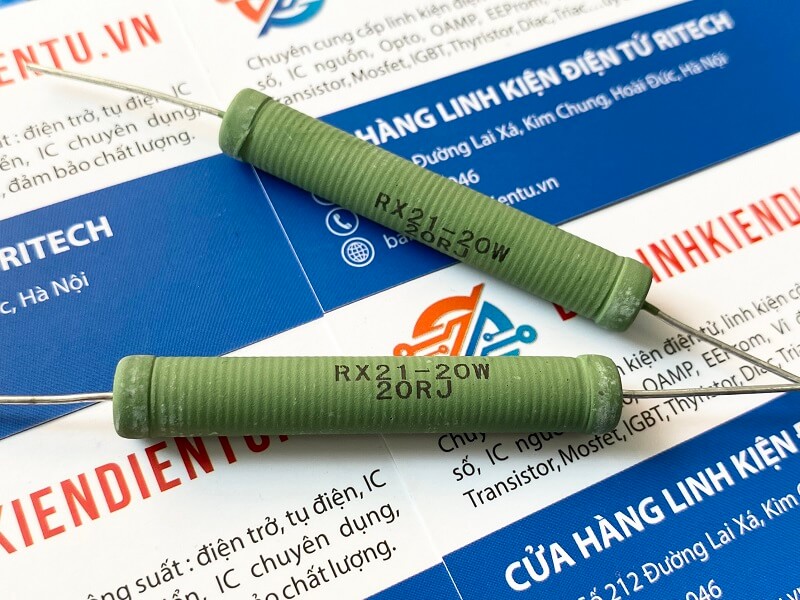 Điện trở dây quấn 20R 20W RX21-20W 20RJ 1 Điện trở dây quấn 20R 20W RX21-20W 20RJ