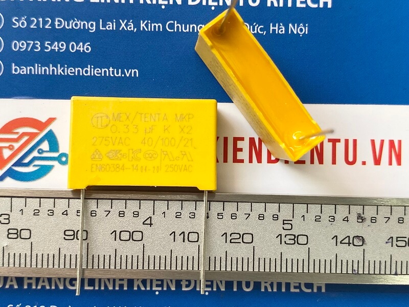 Tụ lọc nguồn AC 0.33uF 275VAC chân 22mm 2 Tụ lọc nguồn AC 0.33uF 275VAC chân 22mm - Ảnh 2