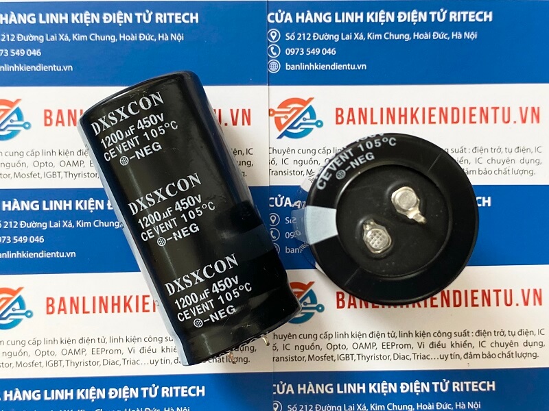Tụ hóa 1200uF 450V kích thước 35x70mm (loại 2 chân) 1 Tụ hóa 1200uF 450V kích thước 35x70mm (loại 2 chân)