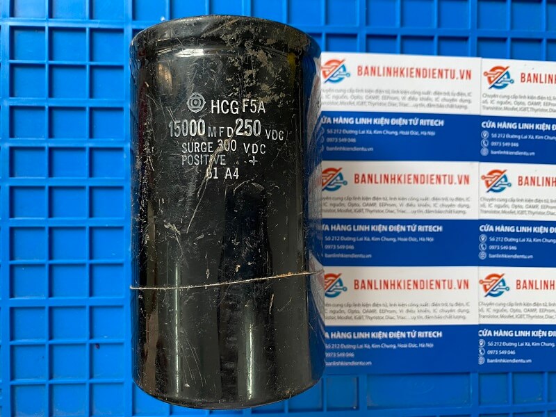 Tụ hóa 15000uF 250V kích thước 77x130mm 1 15000uf 250v hcgf5a phi 77 cao 130