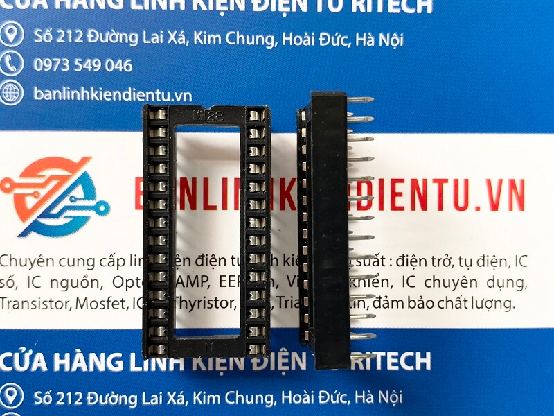 Đế IC 28 chân DIP-28 loại chân dẹt bản to 1 đế ic 28 chân