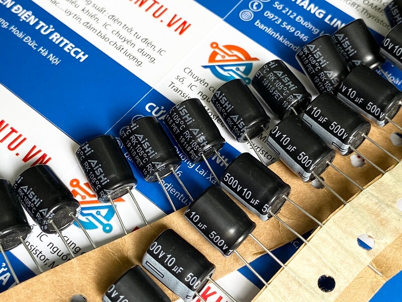 Tụ hóa AiSHi 10uF 500V 10x12mm 1 10UF 500V AISHI 10x12mm