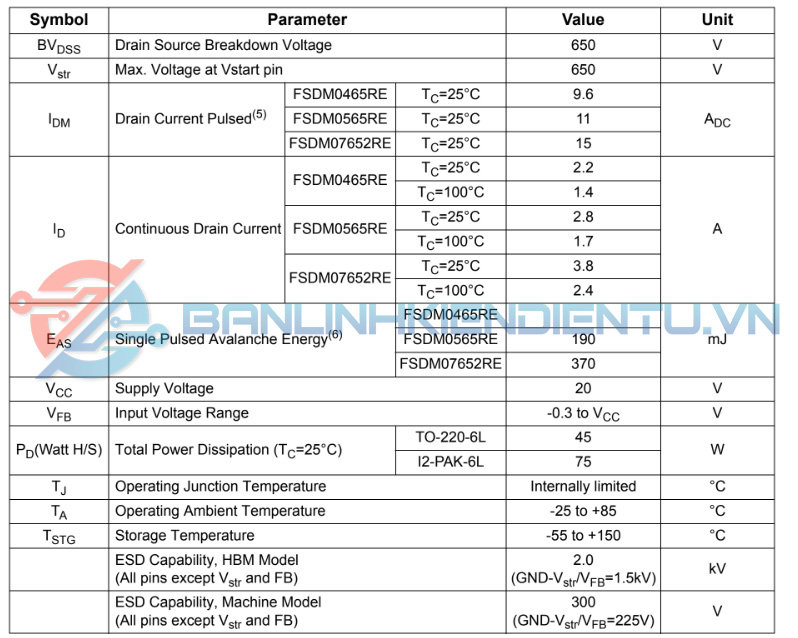 Thông số kỹ thuật IC DM0465R